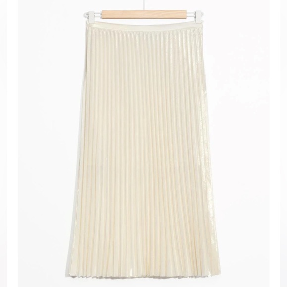 & Other Stories size 6 gold pleated skirt - Picture 2 of 5